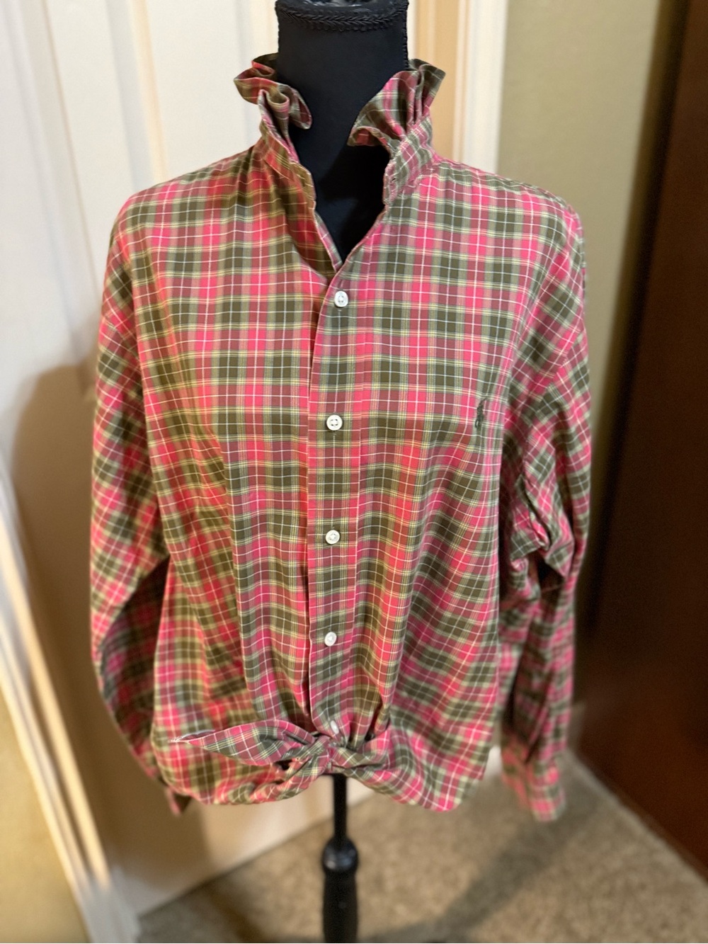 Ralph Lauren Pink and Green Plaid Button-Down Shirt